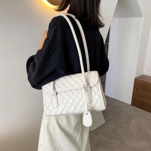 Lingge Embroidery Thread Small PU Leather Shoulder Bags for Women 2021 Summer Underarm Handbags Female Travel Totes 4 colour hot