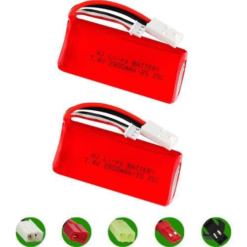 2PCS 7.4V 2800mAh Lipo Battery For Huanqi 948 955 FT009 2.4G Remote Control Boat speed boat Battery RC toy accessories 7.4V 25C