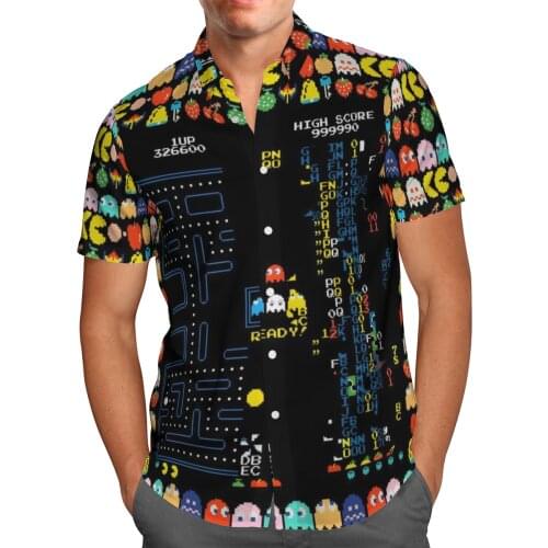 Hot Game Print Short Sleeve Shirts For Men Loose Cardigan Button Shirts Plus Size Hawaiian Style Summer 2021 Ventilated Shirt-79