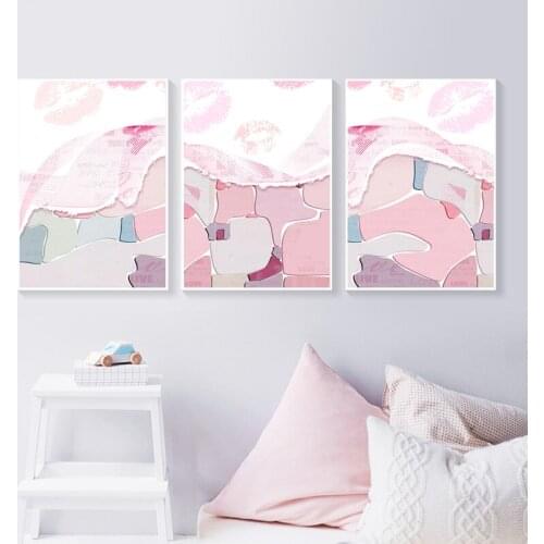 Pink Abstract Wave Wall Art Canvas Painting Posters and Prints Nordic Decoration Home Wall Pictures for Living Room Wall Decor