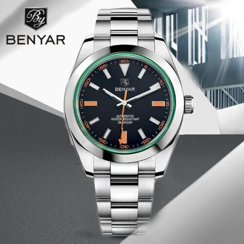 New BENYAR Top Brand Luxury Mens Watches Men Fashion Waterproof Sport Watch Mens Watches Stainless Steel Clock Reloj Hombre
