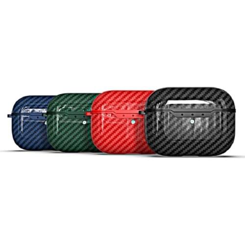 Carbon Fiber Pattern Earphone Protective Case TPU Anti-fall Waterproof Wireless Headphone Cover with Hook For Airpods Pro 3 1/2
