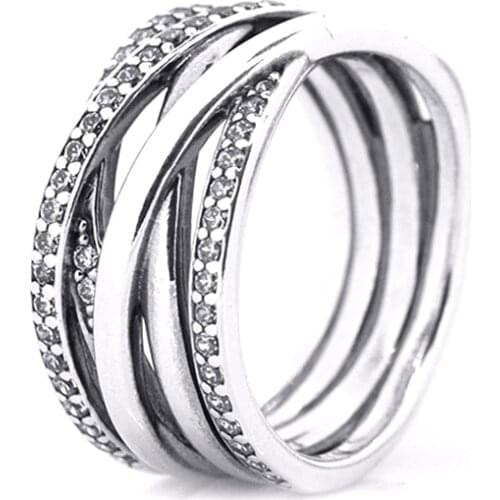Entwined Ring100% 925 Sterling Silver Bridal Sets Trendy Rings for Women Men Fine Jewelry Gift Free Shipping R028
