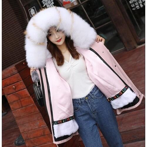 Pop Fur Coat Zipper Thick Warm Fur Wide-waisted Long Hats Fox Parka Real Fur