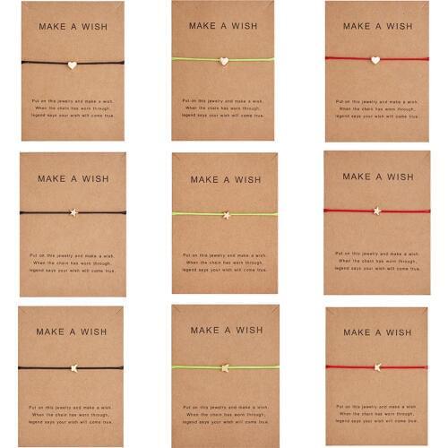 Rinhoo Fashion Woven Adjustable Bracelet With Card Infinity Love Gold Crown Star Charm Bracelet for Girls Jewelry Drop Shipping