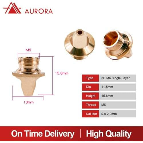 Auroralaser 3D Laser Nozzle M8 M9 M6 Raytools 3D Cutting Nozzle Single Double Layer for Fiber Laser Cutting Head