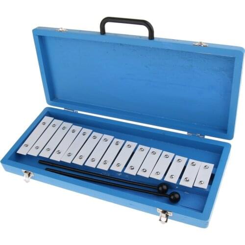Sunnimix Aluminum 15 Tones Glockenspiel Xylophone with Case Preschool Learning Educational Toys