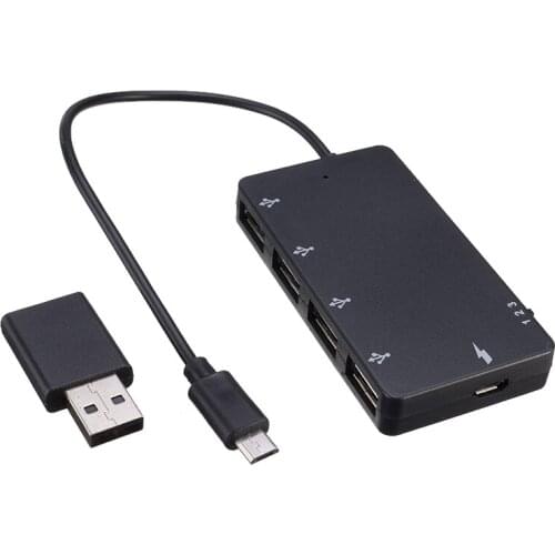 High Speed Micro USB OTG 4 Port Hub Portable Multi Port Adapters USB Hubs With Adapter For Smartphone Tablet