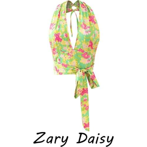 Zary Daisy 2021 new summer fashion British style neck wrap top