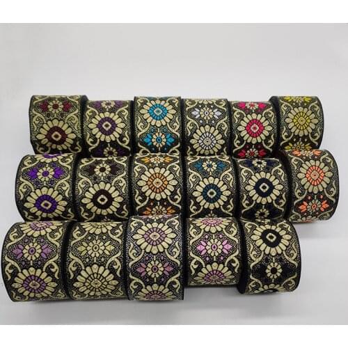 1 meters Ethnic Style Floral Jacquard Ribbon for DIY Craft Curtain Home Textile Stage Clothing Bags Decoration Accessories
