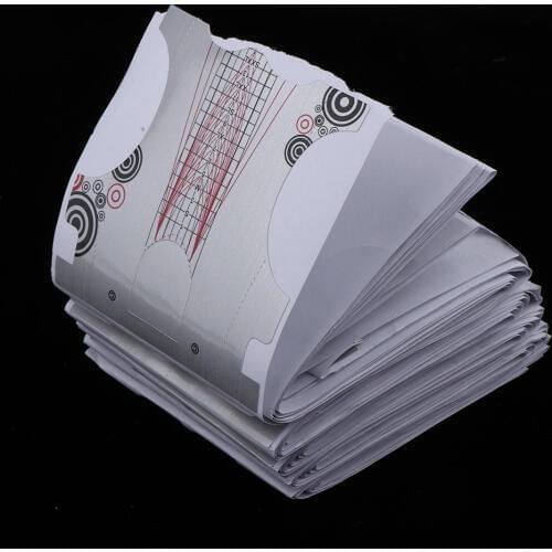 100pcs Square Nail Art Tips Extension Guide Form Stickers For Acrylic UV Gels Gray