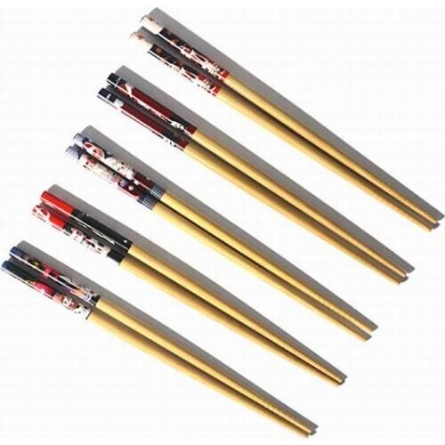 150 Sets 5 Pairs/sets Lucky Cat Bamboo Ecological Chopsticks Handmade Bamboo Wooden Lovely Chopsticks Japanese Style