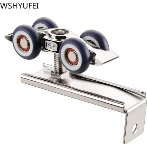 2 pcs/set Sliding Door Roller Rail slide 4 Wheels Home Room Wood Door Hanging wheel hanging rail Pulley Bathroom home Hardware