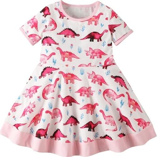 2020 Baby Summer Clothing Infant Kids Baby Girl’s Fashion Dinosaur Dress Fresh Short-sleeved Children Princess Dress