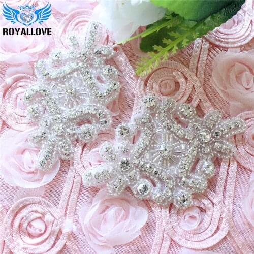 30pcs/lot Handmade Iron on Rhinestone Appliques Silver Beaded Appliques DIY Wedding Party Dresses Belt crystal bridal headpieces