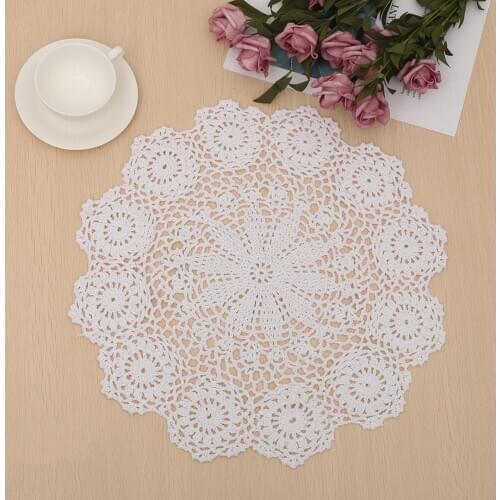 37cm Handmade Crochet Doily Lace Doily Placemat Flower Coaster Mats Tea Coffee Doily Handmade Pads
