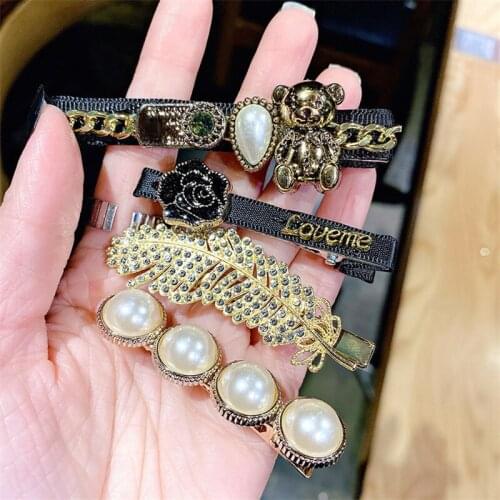 5PCS/Set Women Pearls Hair Clips Pins for Girls Boutique Crystal Hairgrips Geometric Alloy Barrettes Fashion Hair Accessories