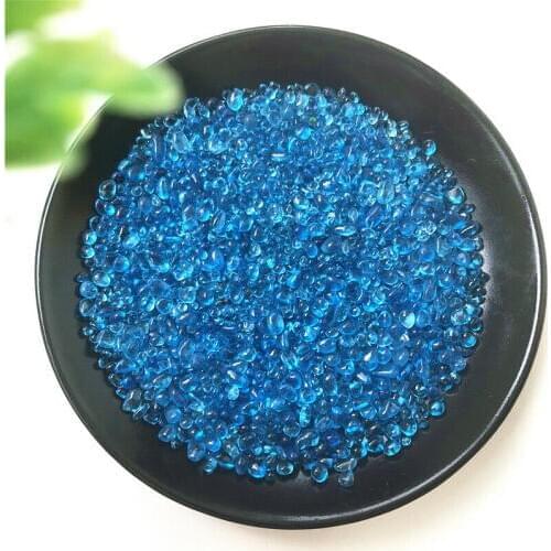50g 2-5mm K5 Sea Blue Glass Gravel Glaze Stone Rock Polished Aquarium Specimen Crystals for Crafts