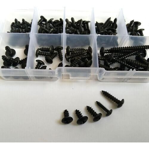 50PCS Phillips Screw Truss head Self-tapping Screws Black Sets Assortment Bolts m5 m6