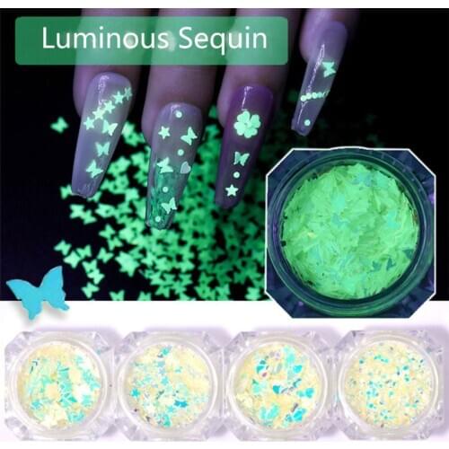 6 Bottle Luminous Sequins Glow In the Dark Glitters Fluorescent Sequins Resin Jewelry Findings Nail Art Craft Tools
