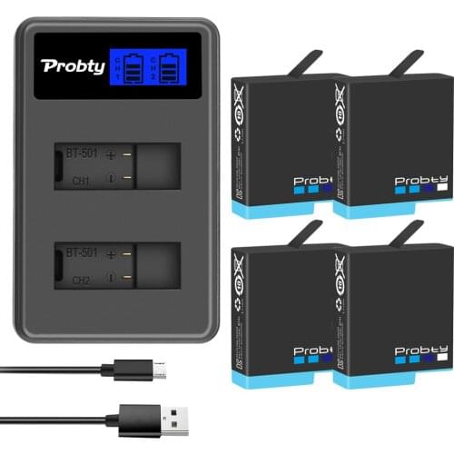 4 Pack Battery For GoPro Hero 8 Black 1680mAh 2 Ways LCD Light Battery Charger For GoPro Hero 5 6 7 8 Black
