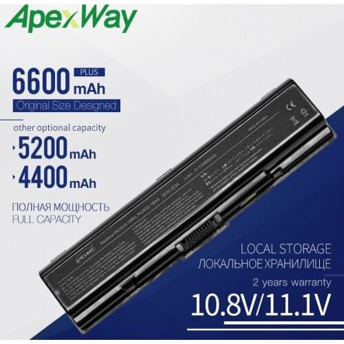 Apexway 6 CELL Laptop Battery For Toshiba PA3534 PA3534U-1BAS PA3534U-1BRS Battery for Laptop A300 A500 L200 L300 L500 L550 L555