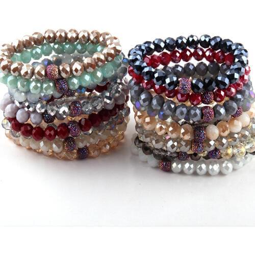 Free Shipping Energy Bracelets Made Fashion Beautiful 10mm Random Mix Color Glass Bracelet 10pc different color/lot
