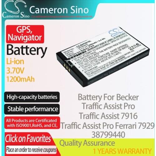 CameronSino Battery for Becker Traffic Assist Pro Ferrari 7929 7916 fits Becker 38799440 GPS, Navigator battery 1200mAh 3.70V