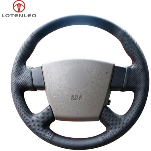 LQTENLEO Black Gneuine Leather Hand Sew Car Steering Wheel Cover For Nissan Teana 2003-2008 Old Teana Renault Samsung SM5