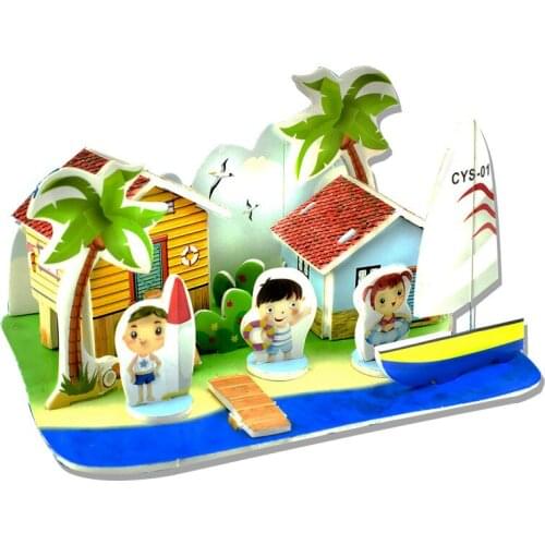Childrens 3D Puzzles, Educational Toys, Insert Building Blocks, Cartoon Building Amusement Park Puzzle Model Toy Gifts P340