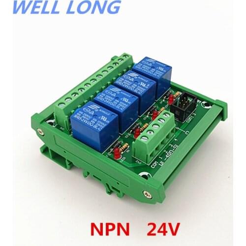 DIN Rail Mount 4 Channel NPN Type 24V 10A Power Relay Interface Module,SONGLE SRD-24VDC-SL-C Relay