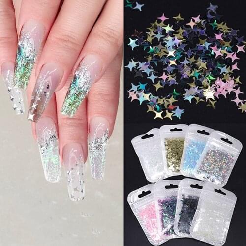 Nail Art Colourful Glitter Sequins Holographicss Star Flakes Paillette Ongles 3D Nail Art Decoration DIY Manicure for Nails
