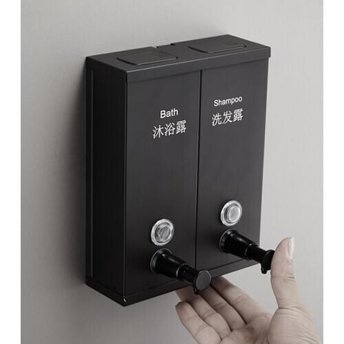 Liquid Soap Dispenser Wall Mount 1200ml Bathroom Accessories StainlessSteel Detergent Shampoo Dispensers Double Hand Soap Bottle