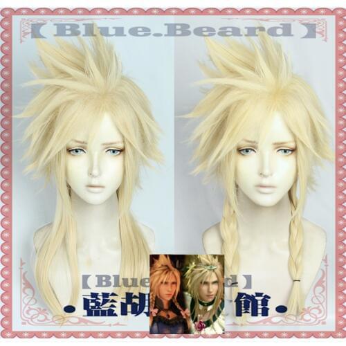 FF 7 Final Fantasy VII Remake Cloud Strife Blonde Short Cosplay Heat Resistant Synthetic Hair + Hair Piece + Free Wig Cap