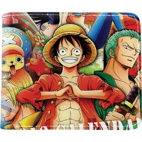 PU Japanese Anime Wallet One Piece Luffy Law Ace Anime Short Purse For Young With Card Holder Coin Purse