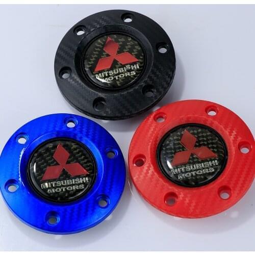 Jdm Carbon Fiber Car Horn Button Sport Steering Wheel Center Cap for Mitsubishi