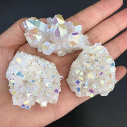 1pc Rainbow Titanium Aura White Crystal Lemurian Cluster Quartz Crystal Points Gifts Natural Quartz Crystals