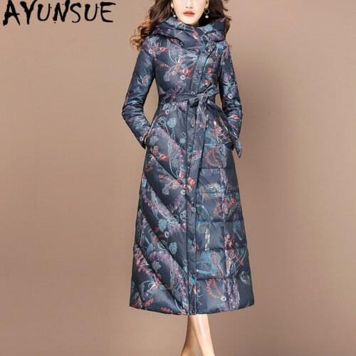 AYUNSUE Womens Down Jacket Winter Jacket Women Clothes 2020 Print Korean Long Jackets for Women Warm Parka Chaqueta Mujer MY