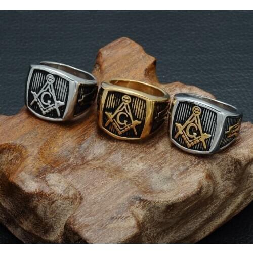 Casting titanium steel masonic ring personality punk pop restoring ancient ways Mens ring
