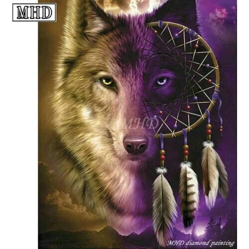 MHD full square / round diamond 5D DIY diamond painting "Wolf" 3D cross stitch new arrival animal mosaic decoration gift