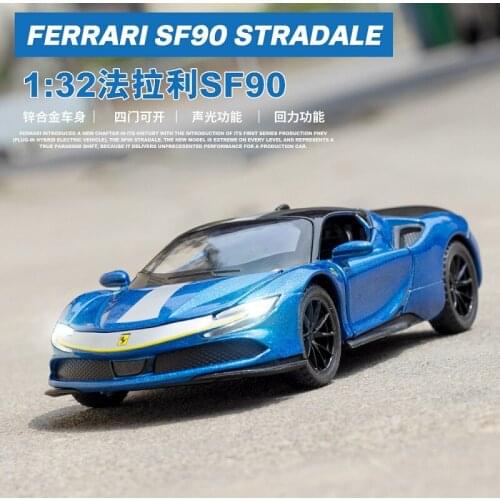 1:32 Simulation Ferrari SF90 Alloy Car Model Sports Car Toy Sound And Light Pull Back Car Decoration Model Boy Collection Gift