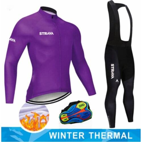 STRAVA Custom Man Professional Long Sleeve Jersey With Pocket Winter Cycling Thermal Tights Custom Road Ridding Clothing Sets