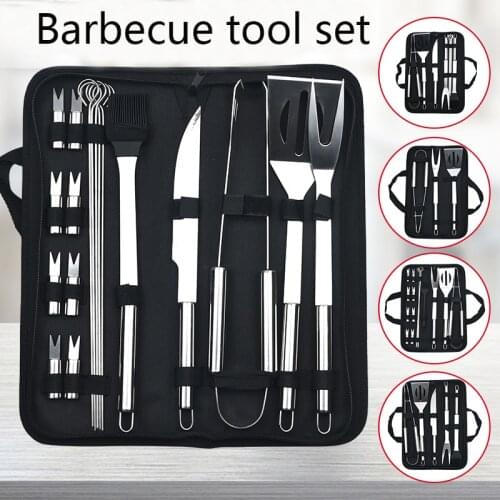 Stainless Steel Barbecue Tool Set Bag Household Grill Bbq Skewers for Canape Collapsible Street Utensils Knife Knives Skewer Kit