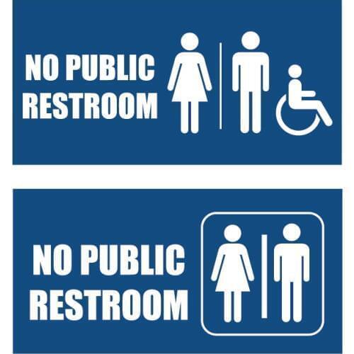No Public Restroom Sign Men & Women Toilet Sign Restroom Signs Self-Adhesive Backing For Easy Install,20x10cm, 2mm thickness