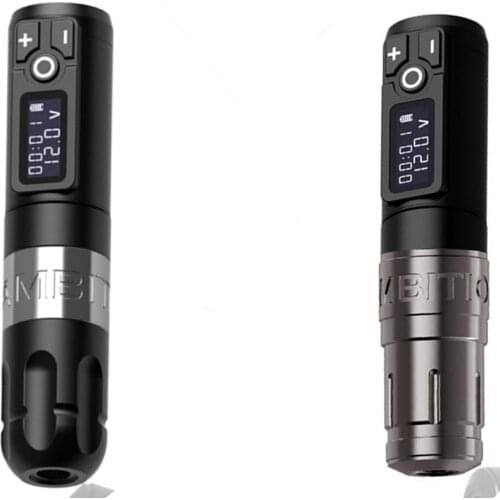 2021 New Arrival Ambition Wireless Tattoo Machine Pen Brush Coreless Motor Strong Quiet With Fast Charging Battery RCA Adapter