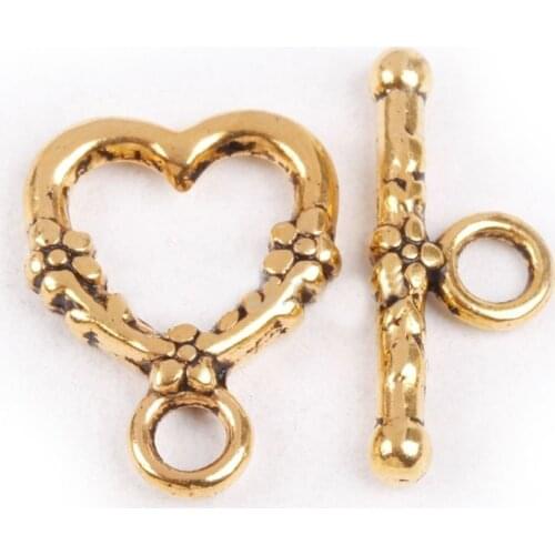 Wholesale Elegant Heart Shaped Clasps for Jewelry Making Metal Toggle Clasps Findings Diy Women Bracelet Necklace Hooks