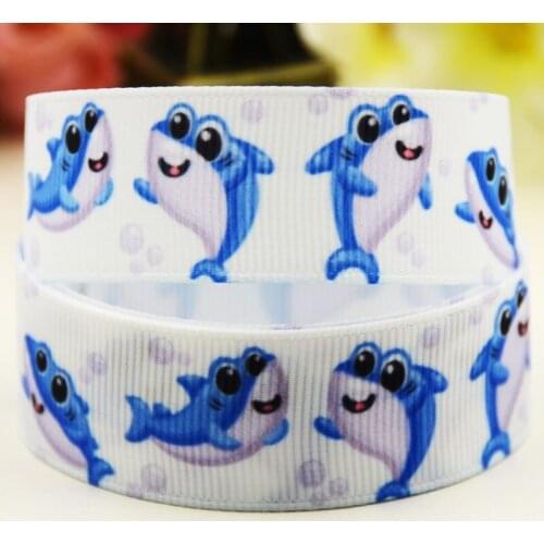 22mm 25mm 38mm 75mm Fish cartoon printed Grosgrain Ribbon party decoration 10 Yards X-04265