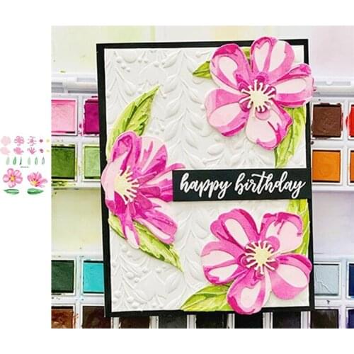 Pink Flower Cutting Dies Scrapbook Dariy Decoration Stencil Embossing Template DIY Greeting Card Handmade