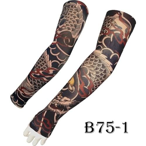 Sunscreen Ice Sleeve Unisex Anti-UV Fake Tattoo Arm With Fingers no Finger Movement Outdoor Print Sunscreen GOOD QUALITY