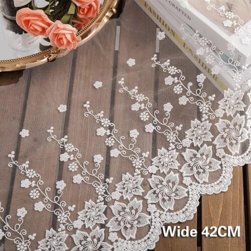 42CM Wide White Lace Ribbon For Wedding Dress Lace For Needlework DIY Craft Sewing Decoration Lace Fabric Lace Trim